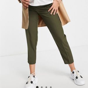 ASOS DESIGN Maternity over the bump tailored smart tapered pants in khaki